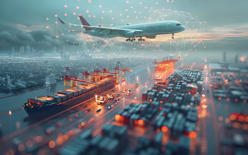 Air, road and sea freight combined — comparing multimodal transport options.
